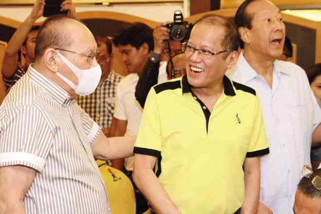 PRESIDENT Aquino says hello to his uncles Danding and and the late Henry Cojuangco.