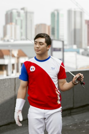 BRENNAN in his Philippine national fencing team gear