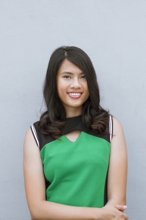 LILY Gonzales, “Don’t be afraid to use simple chords. Just because it’s simple, it doesn’t mean it’s not nice.” SLEEVELESS black and green dress, Kashieca