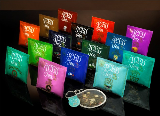 THE ICED tea collection comes in 15 varieties in colorful individual packaging.