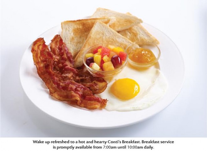 BREAKFAST at Conti’s Robinsons Magnolia is available from 7 to 10 a.m. daily.