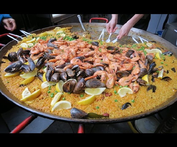 Spanish paella made on the spot
