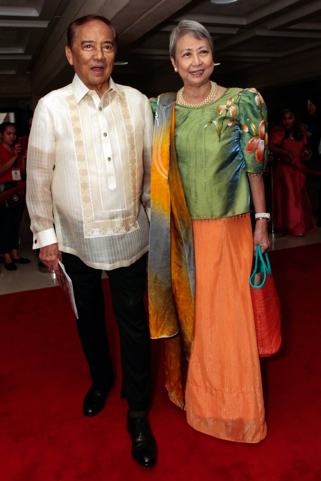 SONA RED CARPET 2015 / JULY 27,2015  Heherson Alvarez with wife Cecile Guidote. SONA RED CARPET. INQUIRER PHOTO / LEO M. SABANGAN II
