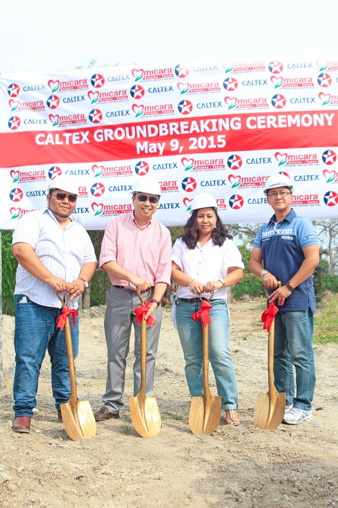 Caltex service station at Micara Plaza groundbreaking ceremony (from L-R): Mr. Shariel Bato of SGGSSI; Mr. Richard Tay, Business Unit Head of MLI; Ms. Rowena Bato of SGGSSI; and Mr. Rommel  Roque, Commercial Group Facilities Manager.