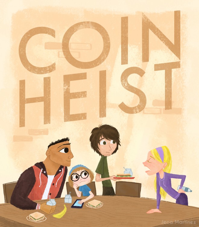 PROMOTIONAL artwork for the “Coin heist” book