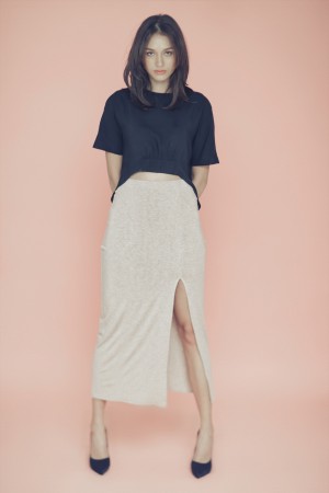 Cropped top and high-waist skirt, all from Harlan+Holden