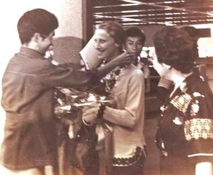 MAYA Plisetskaya being given welcome leis at the Naia by the author accompanied by then CCP president and now National Artist for Dance Lucrecia Kasilag