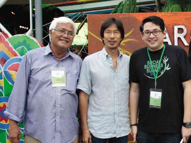 ARCHIE King with Gawad Kalinga founder Tony Meloto and Sen. Bam Aquino, a proponent of social enterprise