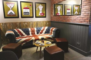COUCH covered with Union Jack design