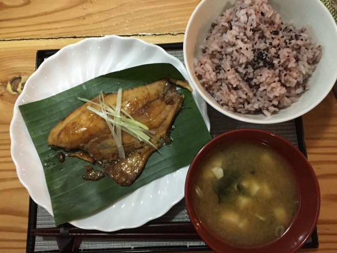 MEAL of “tilapia” teriyaki  with rice and miso soup