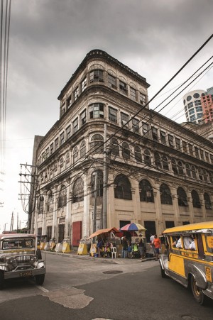 FACADE of El Hogar as seen from the Pasig River,  a landmark in Philippine commercial history.