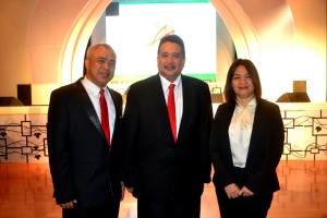 CF Angeles executives (from left) Emar F. De Guzman, slot machine department head; Redentor T. Rivera, branch manager of CF Angeles; and Erlinda M. Yenko, senior branch admin manager for marketing, entertainment and bingo. CONTRIBUTED PHOTO/Ariel Reyes