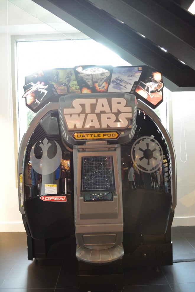 The Star Wars Battle Pod is one of the main attractions of the GEN3 Stores where Star Wars fan can enjoy the arcade game and set a record score