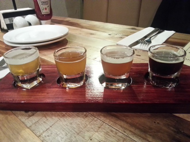 Sample of beers at The Brewery