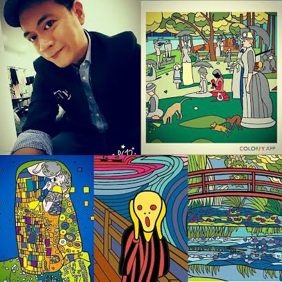 Director Chris Martinez is hooked on Colorfy and enjoys giving his new twist on famous paintings, with funny names like “Teka Monet,” “And Seurat’s I’m Standing Here” and “Klimt Eastwood.”