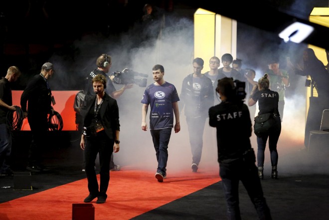 EVIL Geniuses arrive during the Grand Finals of The International Dota 2 Championships at Key Arena in Seattle, Washington August 8, 2015. The multiplayer video game tournament launched in 2011 with a then-groundbreaking grand prize of $1 million and now offers an $18 million prize pool. REUTERS/Jason Redmond