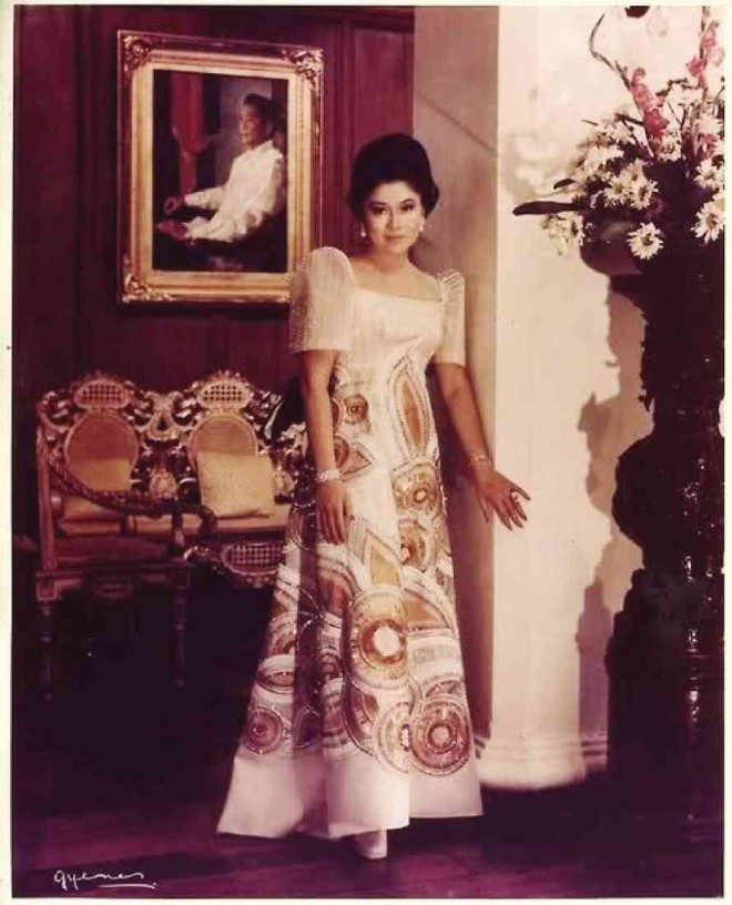 IMELDA MARCOS at the peak of her beauty and power wears a Joe Salazar signature “terno.” 