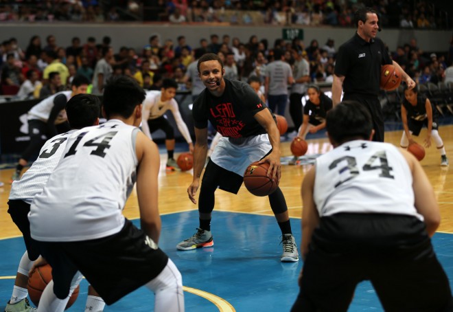 STEPHEN Curry wearing the new Under Armour Curry Two during the scrimmage at MOA Arena