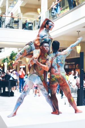Body-painted dancers at Rockwell