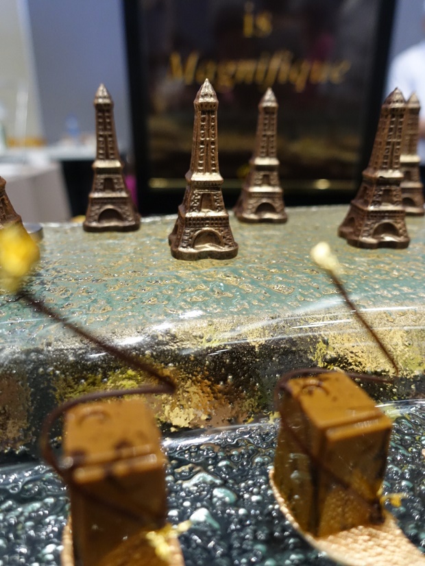 Sofitel Manila's master chocolatiers created this tiny, intricately detailed Eiffel Tower out of pure chocolate. 