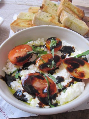 BURRATA with cherry tomatoes at The Wholesome Table