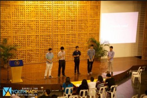 TEAM MicaPH pitch their idea to the judges of the YouthHack Startup Challenge 2015