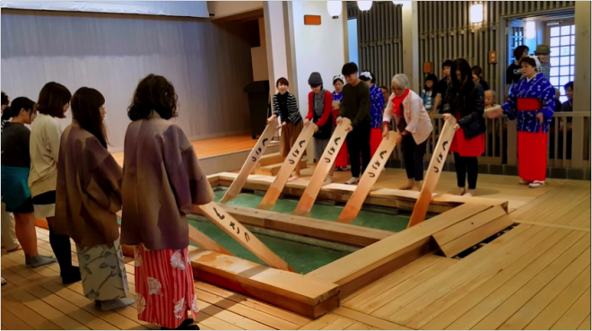 visit Yubatake and experience the traditional stirring ceremony