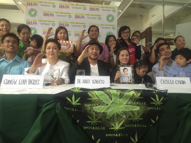 FILEPHOTOtakenatthepressconferenceof“YestoHB4477”lastAugustthatproposestolegalize medical cannabis in the Philippines. PHOTO: JOVIC YEE