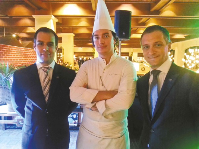 SOFITEL assistant F&B manager Tanguy Gras, chef Paul Cottanceau-Pocard, F&B director DamienMarchenay