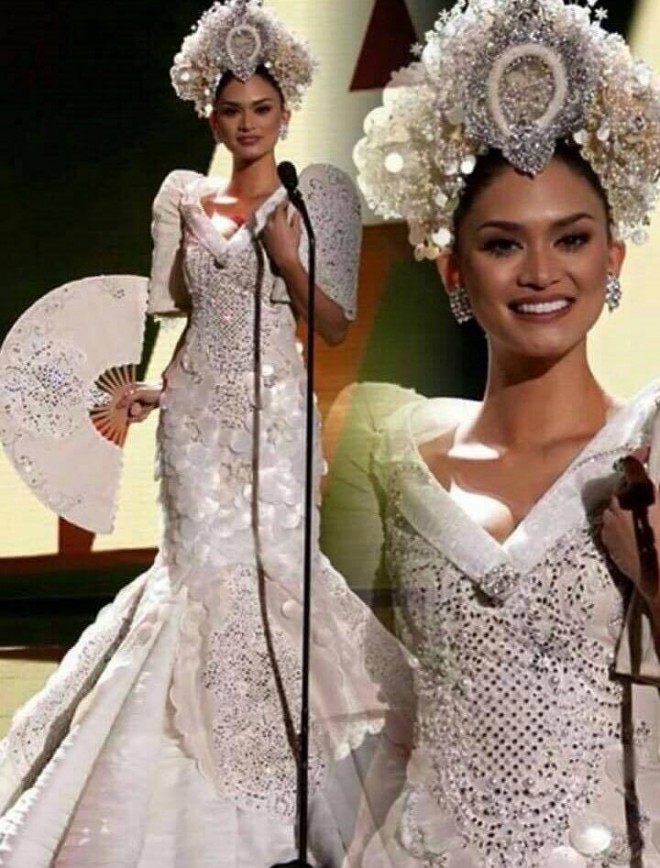 WURZTBACH in Albert Andrada’s embroidered and capiz-studded terno dubbed as "Pearl of the Orient" during Miss Universe’s national costume event (PHOTO FROM FACEBOOK)