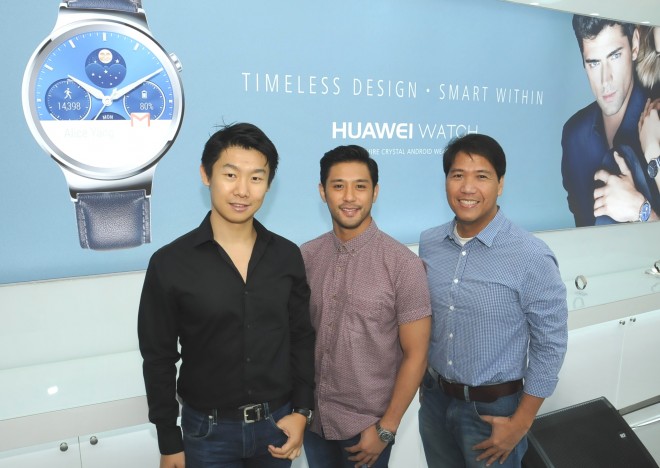 Charles Wu Country Manager Huawei 3, Rocco Nacino and Jojo Vega Sales and Marketing Director 
