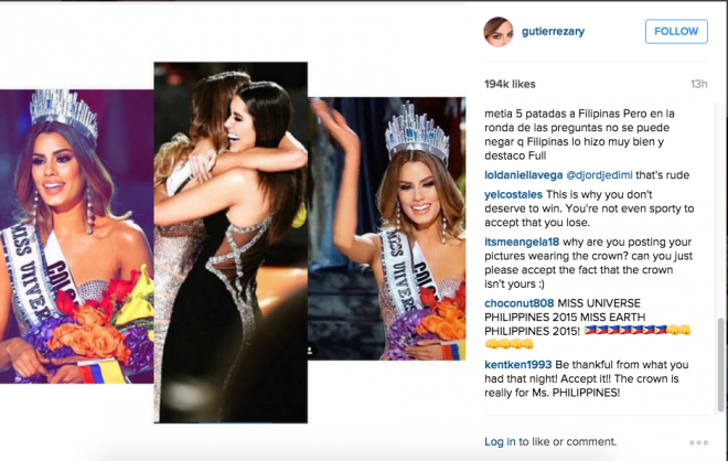 SCREENGRAB FROM MISS COLOMBIA'S INSTAGRAM ACCOUNT