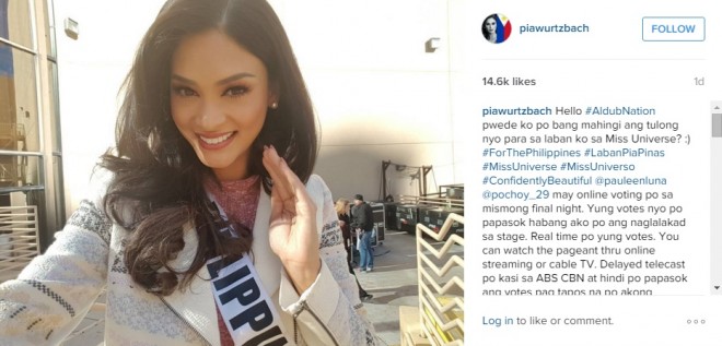 SCREENGRAB FROM PIA WURTZBACH'S INSTAGRAM PAGE