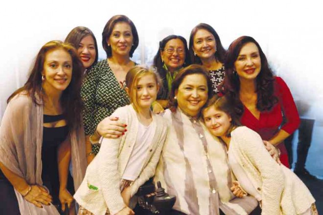 PRESIDENT Quirino’s granddaughters Connie, Carmela, Cecilia,Marissa, Marivic, Cory and Ruby (center, seated), with Marivic’s granddaughters Victoria and Blanca Vidal EDWIN BACASMAS