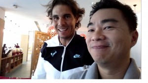 SCREENSHOT from the phone video the author took of his encounter with Nadal