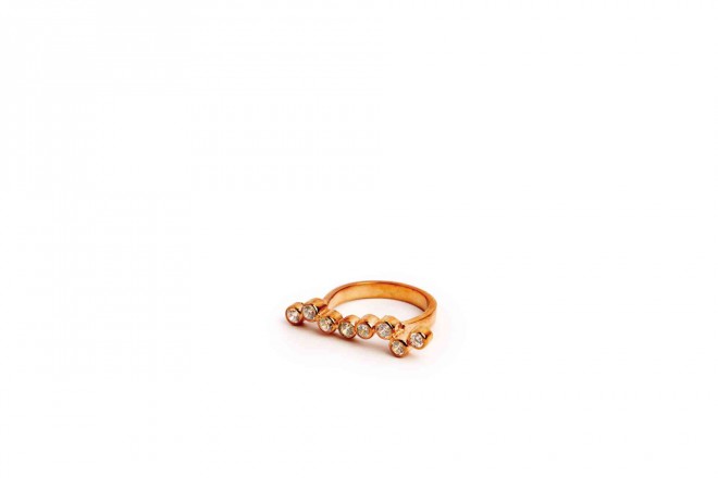 GOLD plated silver ring with white sapphires