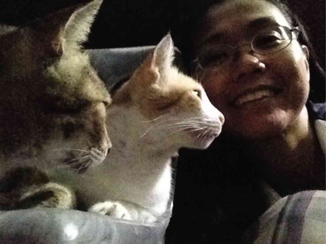 SPORTS desk editor Romina Austria with cats Itim and Ping