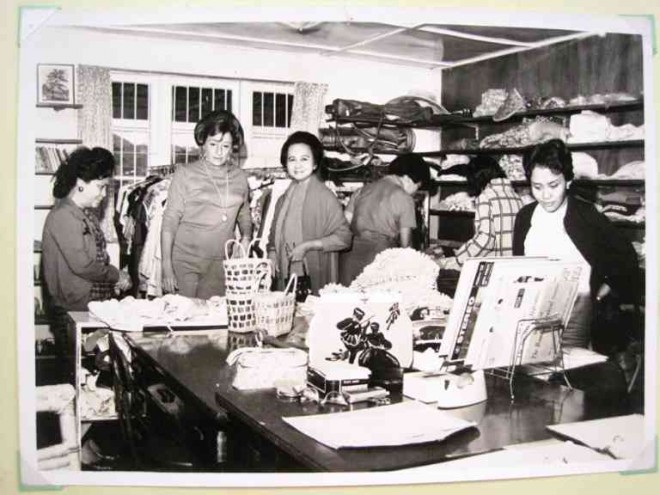 THE THRIFT Shop, precursor of the ukay-ukay, visited by Mariquit Lopez, third from left, wife of the then Philippine Vice President. With her are customer Angie Abellera and GiselleWoelke, shop chairperson.