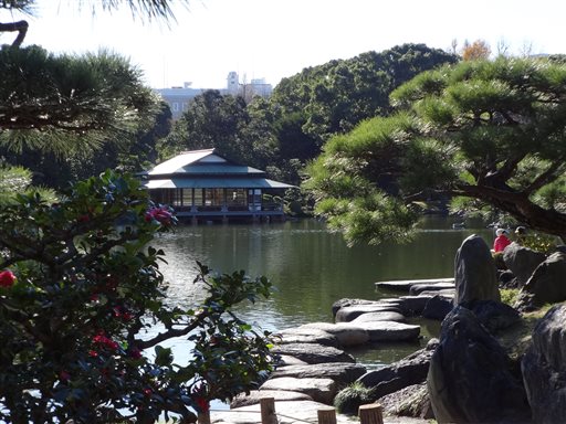 This Dec. 17, 2015 photo shows Kiyosumi Gardens in Tokyo, one of a number of things to see and do in the neighborhood around the Kiyosumi-Shirakawa metro station. The garden is laid out around a large pond. It first opened in the late 1800s as a private space for the Mitsubishi company, then was later donated to the city and opened as a public park. (Linda Lombardi via AP)