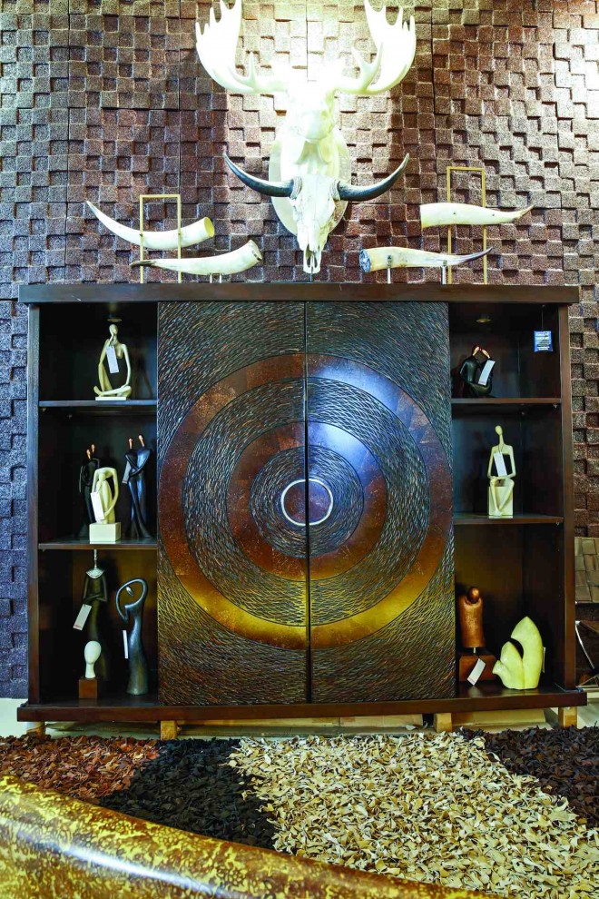 TV cabinet is made of coconut shell. Photos by PJ Enriquez