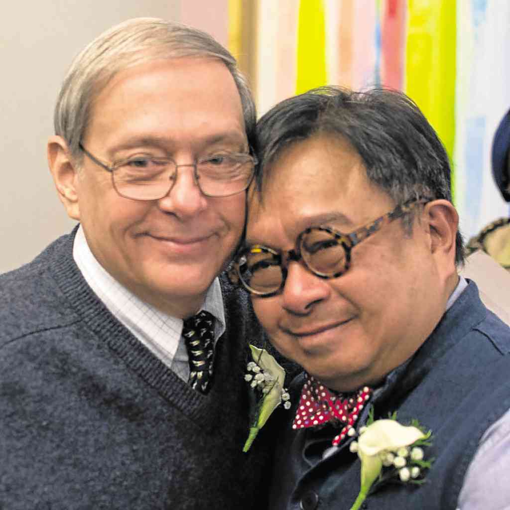 THE AUTHORS: Jonathan Best and John Silva after their wedding ceremony in New York