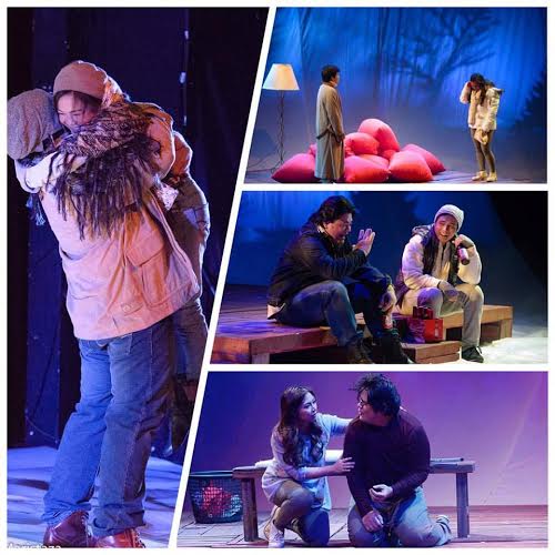 Jamie Wilson, Caisa Borromeo, Reb Atadero and Natalie Everett in Repertory Philippines’ ongoing production of John Cariani’s  “Almost, Maine,” directed by Bart Guingona. PHOTO COLLAGE BY CAISA BORROMEO