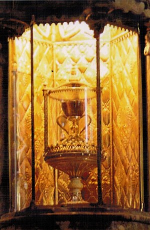 THE PRECIOUS chalice kept in bullet-proof glass reliquary
