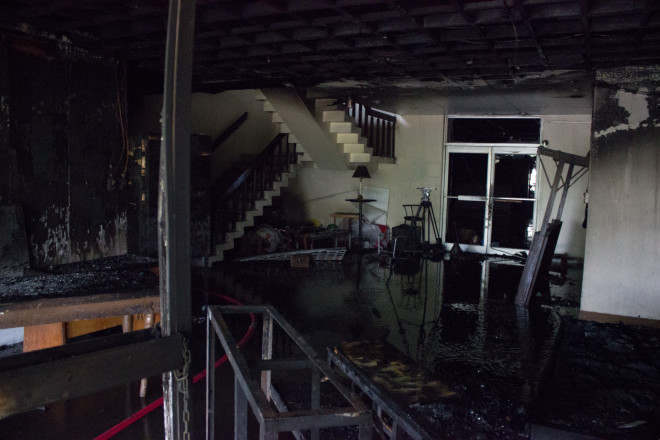 DAMAGE to the first floor lobby shows how destructive the fire was.