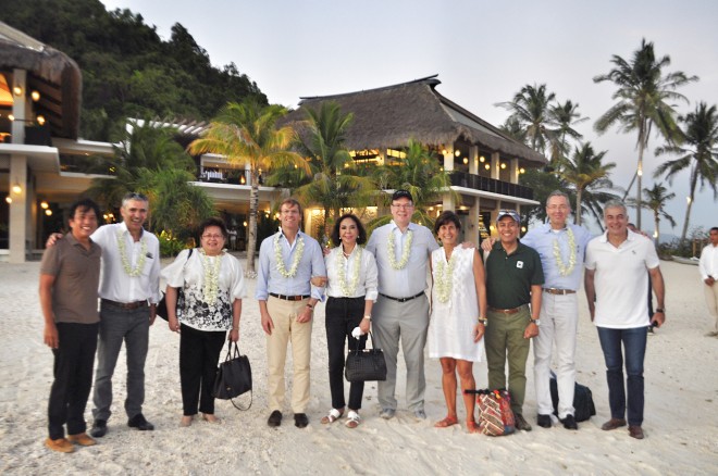 At El Nido Resorts. (From left) Alexander Floro; Francesco Bongiovani; Ambassador to France, Tess Lazaro; Fortune Ledesma, Consul of Monaco in the Philippines; His Serene Highness Prince Albert II; Patricia Zobel de Ayala, Consul of the Philippines to Monaco; World Wildlife Fund Director, Vince Perez; Robert Calcagno, President of the Oceanography Museum of Monaco and Fernando Zobel de Ayala, Ayala President and COO. CONTRIBUTED IMAGE