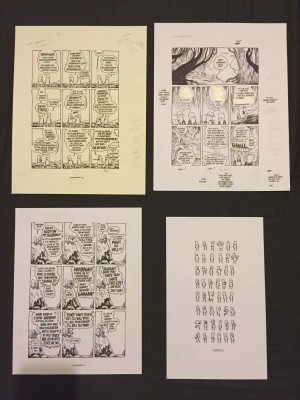 ORIGINAL pages from “Travel Hardcore” and an illustration of various characters