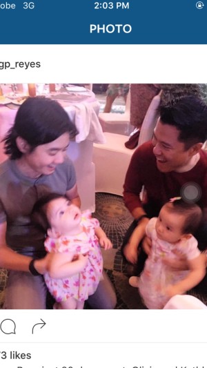 Two dads: Kevin with Kathleena, GP Reyes with Olivia IG grab
