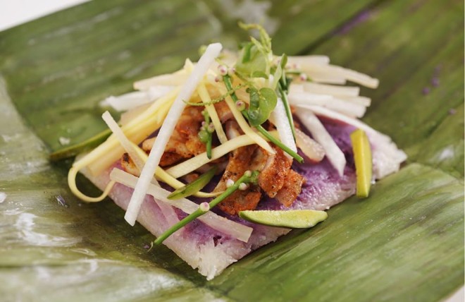 Purple Yam tamales by chef Romy Dorotan.