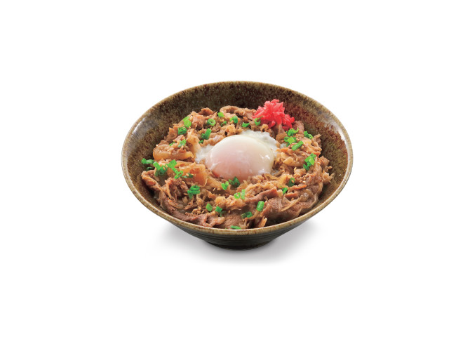 Beef Rice Bowl with Hot Spring Egg in Tokyo Style