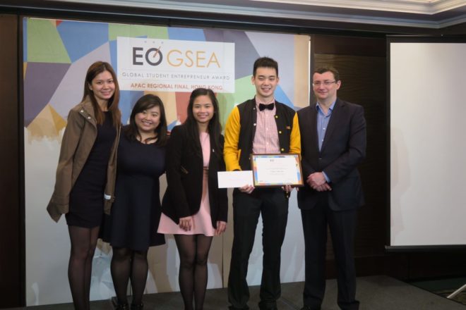 THE NEUTRO team gets awarded first place at the Global Student Entrepreneur Awards in Hong Kong.